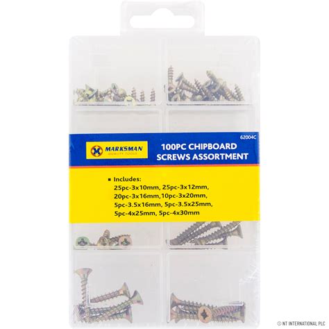 100pc Chipboard Screws Assortment