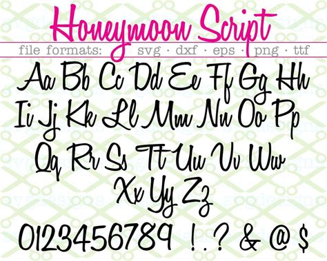 Honeymoon Script Font Svg Dxf Eps Png Handwriting Font Etsy