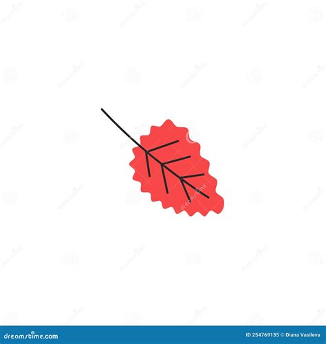 Hand Drawn Red Aspen Leaf Isolated On White Cartoon Vector