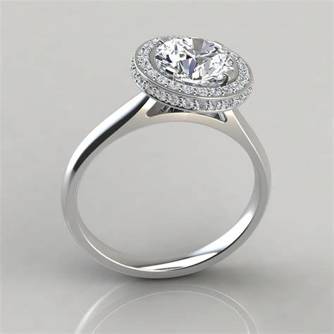 two sided micro pave halo style engagement ring forever moissanite