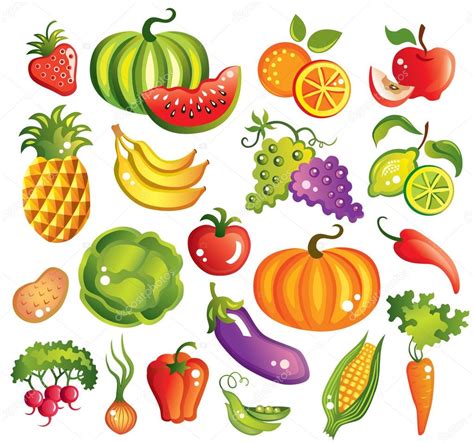 Fruits And Vegetables Set Vector Illustration — Stock Vector
