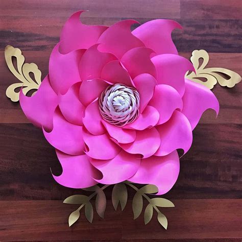 Pdf Petal 9 Paper Flowers Template With Base And Flat Center Digital Version Printable Trace And