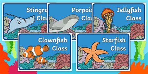 👉 Sea Creatures Class Signs Display Posters Twinkl