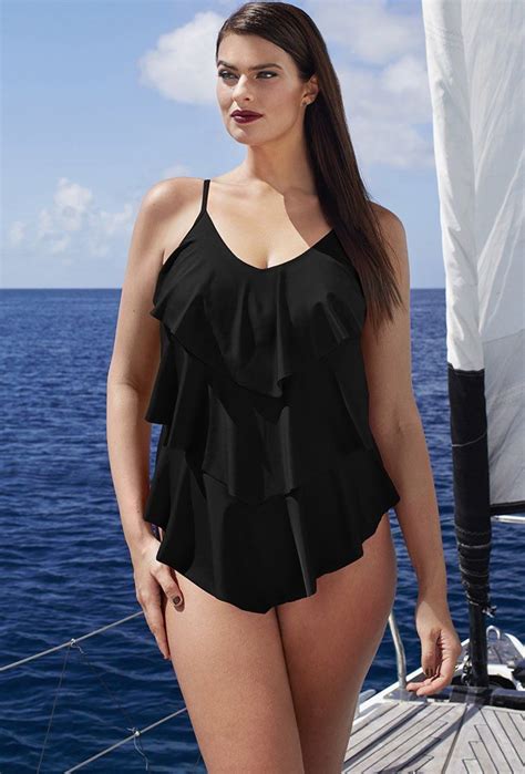 Tropiculture Black Tiered Swimsuit Plus Size Swimsuits Plus Size