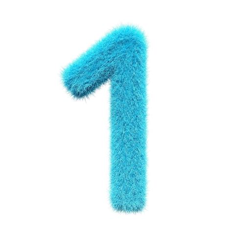 Premium Photo Blue Number 1 Fur 3d Element Render Typography Fluffy Style