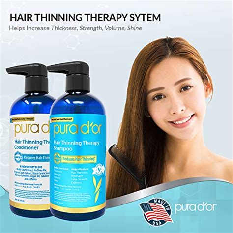 Pura Dor Hair Thinning Therapy Shampoo And Conditioner 2 Piece System For Prevention Infused