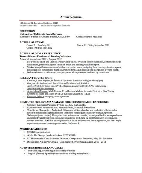 Actuarial Resume Template Free Word PDF Documents Download