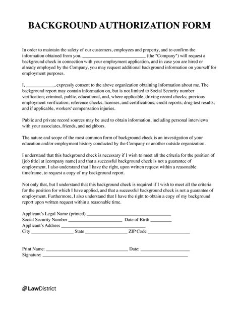 Background Check Authorization Template