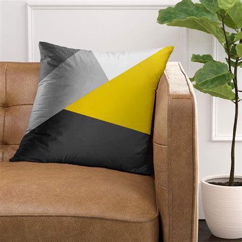 Emvency Throw Pillow Cover Contemporary Simple Modern Gray Yellow And Black Geometric