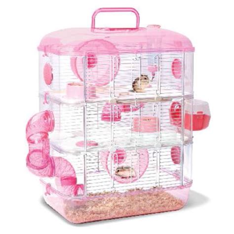 Jolly 3 Storey Crystal Hamster Cage In Pink