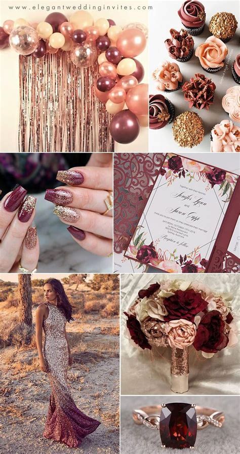 Rose Goldblush Burgundy And Wine Red Fall Wedding Colors