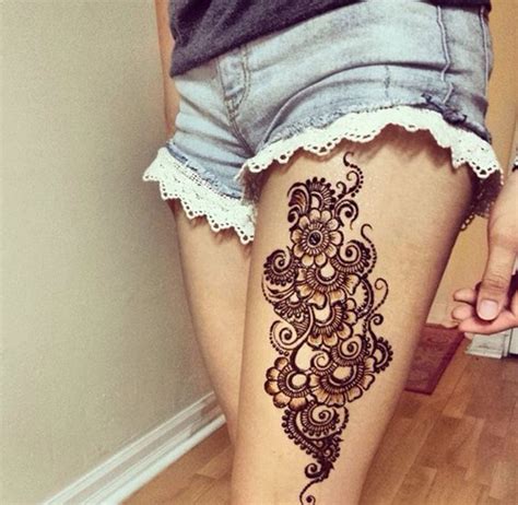 Amazing Thigh Henna Mehndi Tattoo Art Designs