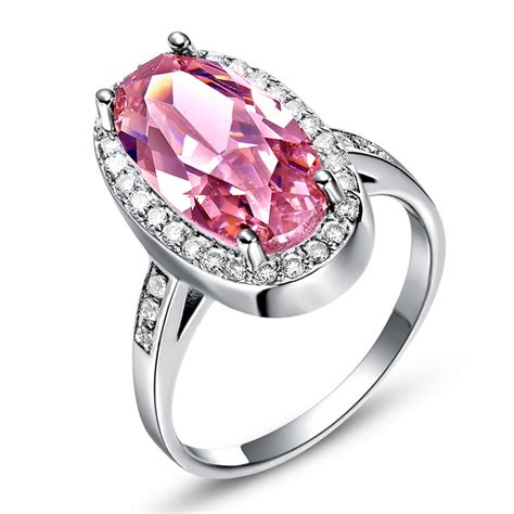 Enormous Pink Zircon With Crystal Sterling Silver Luxury Oval