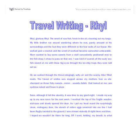 Travel Writing Article Examples In English