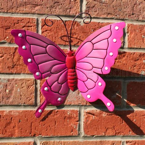 Butterfly Large Pink Metal Butterflies Wall Art Outdoor Garden