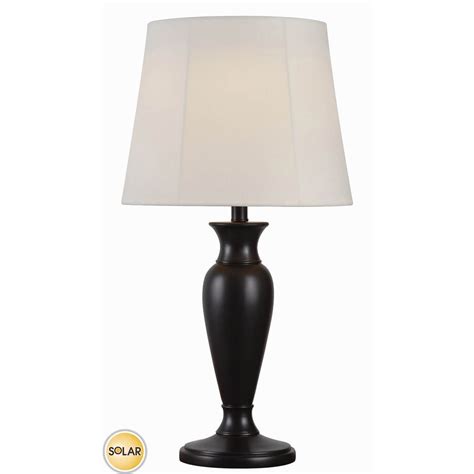 Allen Roth Cadenby 27 In Bronze 3 Way Table Lamp With Fabric Shade At