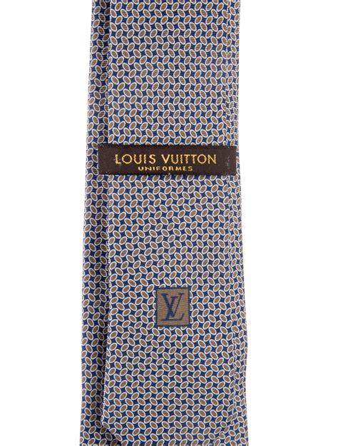Louis Vuitton Checker Print Silk Tie Blue Ties Suiting Accessories