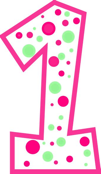 Number 1 Pink And Green Polkadot Clip Art At Vector Clip