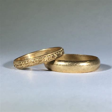 Vintage Gold Wedding Band Set His And Hers Art Nouveau Filigree Bands In K Yellow Gold Circa