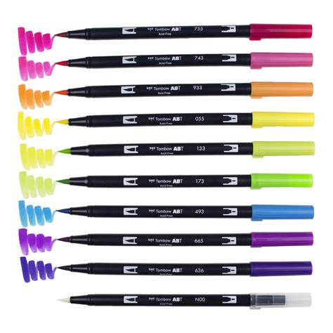 Galleon - Tombow 56185 Dual Brush Pen Art Markers, Bright, 10-Pack. Blendable, Brush And Fine ...