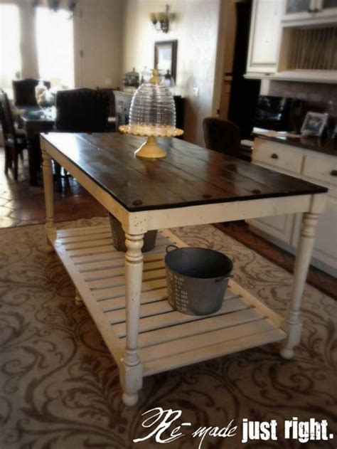 Whenever i build a table like this, i always start with the top first and then determine the rest of my measurements based on that. 32 Simple Rustic Homemade Kitchen Islands - Amazing DIY ...