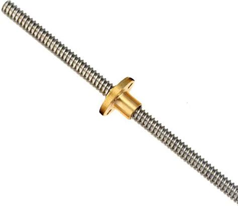 uxcell 400mm t8 od 8mm pitch 2mm lead 14mm stainless steel lead screw rod with copper nut acme
