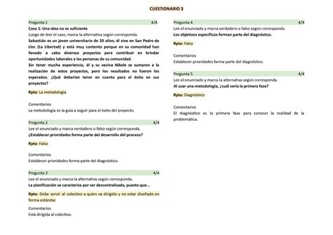 Cuestionario CUESTIONARIO Pregunta Caso Una Idea No Es Suficiente Luego De