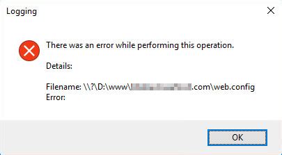 Asp Net Iis There Was An Error While Performing This Operation Stack Overflow