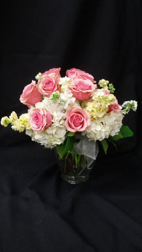 Roses Stock And Hydrangea Flower Arrangements Arrangement Rose