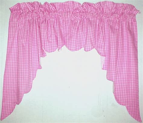 Hot Pink Fuchsia Scalloped Window Swag Valance With White Lining Optional Center Piece Available