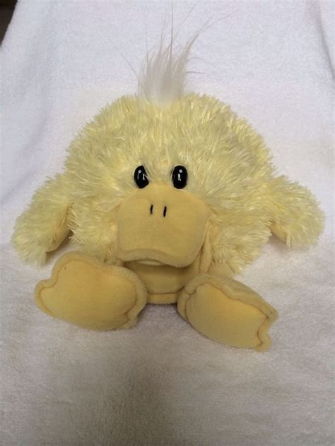 11 Round Yellow Duck Quacking Plush Hand Puppet Easter Basket T