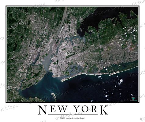 New York City Area Satellite Map Print Aerial Image Poster