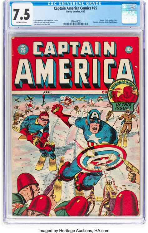 Captain America Comics 25 Timely 1943 Cgc Vf 75 Off White Lot