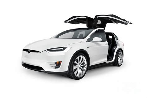 White 2017 Tesla Model X Luxury Suv Electric Car With Open Falco
