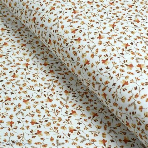 Tissu Jersey Coton Motif Fleurs Vintage Orange Flowers Blanc Et Orange Oeko Tex Vente En