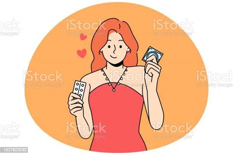 woman holding contraception methods for pregnancy prevention stock illustration download image