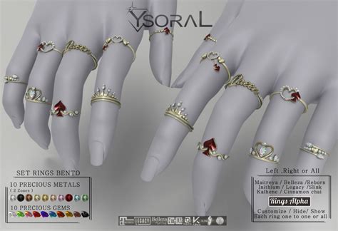 Second Life Marketplace Ysoral Luxe Set Rings Queenlady Bento