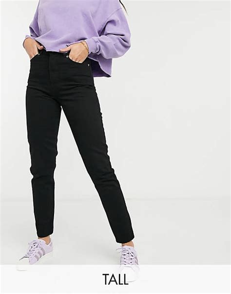 Dr Denim Tall Nora High Rise Mom Jeans In Black Asos