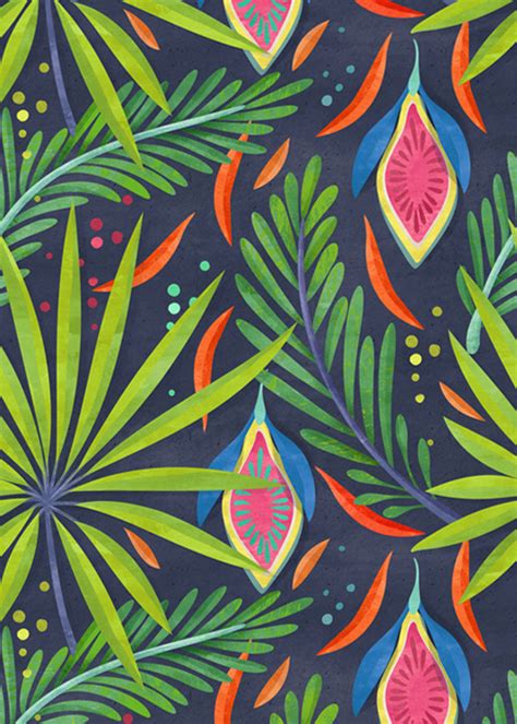 Click here for the singing in the rain floral umbrella pattern! Rain Forest on Behance | Tropical floral pattern, Tropical ...