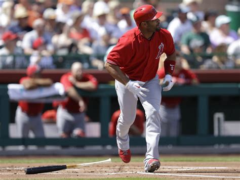 Angels Albert Pujols Is Swinging Better This Spring Los Angeles Times