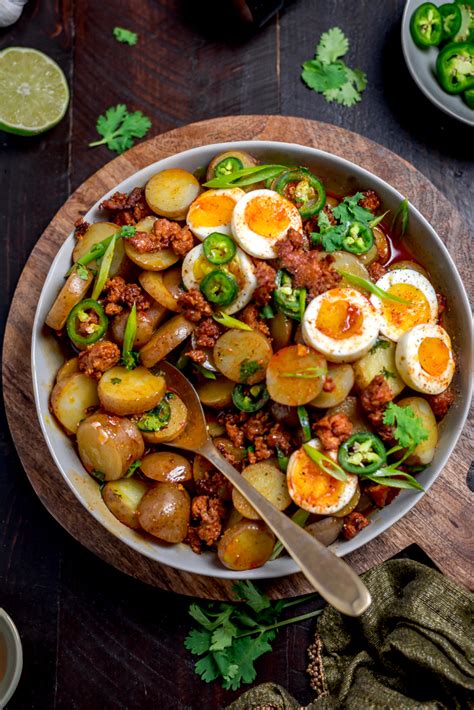 Combine the vinegar with the remaining ingredients (sugar through black pepper). Warm Chorizo Potato Salad - Host The Toast