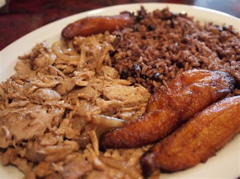 Traditional Cuban Meal Roast Pork Congri And Plaintains Cuban