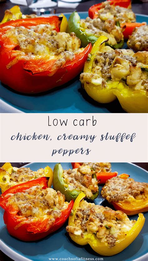 Add chicken, sharp shredded cheese and pimentos to the skillet and mix. Delicious, low carb, creamy, chicken stuffed peppers ...