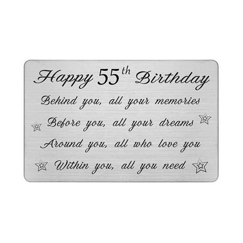 Degsaken Happy 55th Birthday Cards 55 Year Old Birthday Ts Metal Wallet Card Unisex