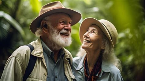 Premium Ai Image Senior Couple On A Guided Nature Walk In A Rainforest