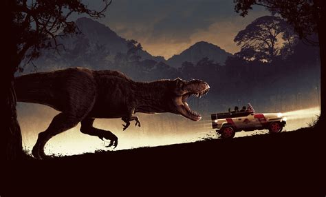 Wallpaper 1993 Year Jurassic Park Dinosaurs Movies Car Dark
