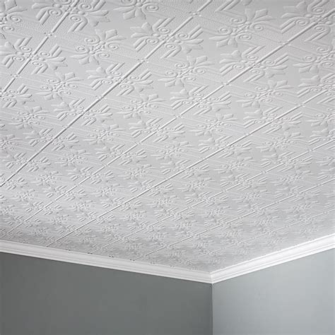 Fasade Ceiling Tile 2x4 Direct Apply Regalia In Matte White White Tin