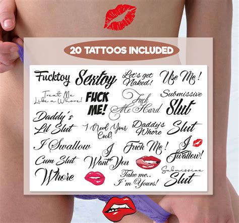 20 large adult temporary tattoos tramp stamps kinky fetish etsy