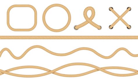 Realistic Knot Vector Borders For Nautical Ropes Round And Square