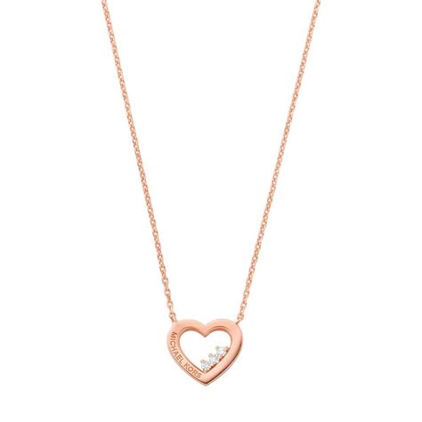 Michael Kors Sterling Silver Rose Gold Plated Heart Necklace